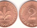 2 Pfennig Germany 1969 KM# 106a